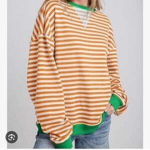 Free People We The Free Classic Striped Oversized Crewneck Size S NWOT